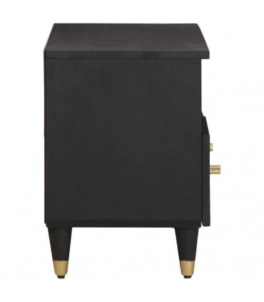 vidaXL TV Cabinet with Drawer Black 70 x 33 x 46 cm Solid Mango Wood
