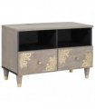 vidaXL TV Cabinet with Drawer Grey 70 x 33 x 46 cm Solid Mango Wood