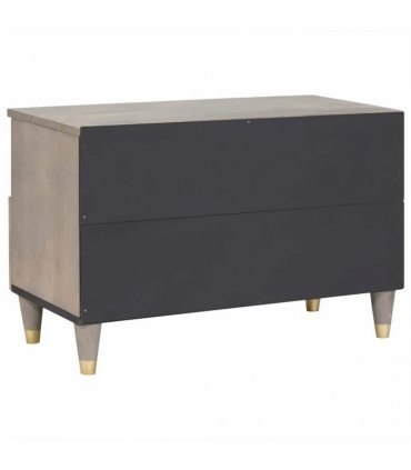 vidaXL TV Cabinet with Drawer Grey 70 x 33 x 46 cm Solid Mango Wood
