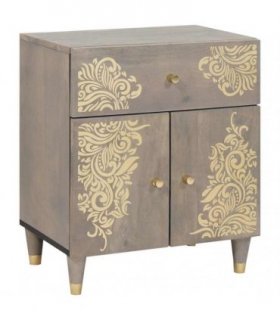 vidaXL Bedside Cabinet with Door Grey 50 x 33 x 60 cm Solid Mango Wood — V0672056566