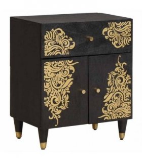 vidaXL Bedside Cabinet with Door with Drawer Black 50 x 33 x 60 cm — V0672056567