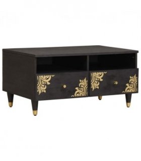vidaXL Coffee Table with Drawer Black 80 x 54 x 40 cm Solid Mango Wood
