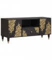 vidaXL TV Cabinet with Drawer Black 105 x 33 x 46 cm Solid Mango Wood