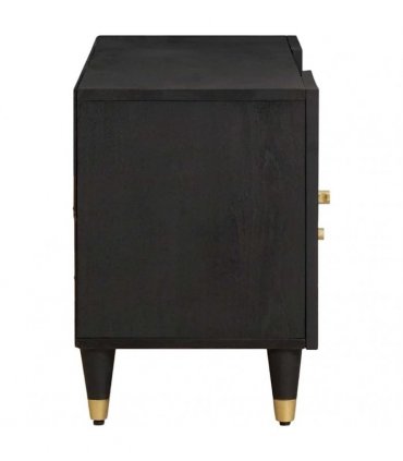 vidaXL TV Cabinet with Drawer Black 105 x 33 x 46 cm Solid Mango Wood
