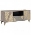 vidaXL TV Cabinet with Drawer Grey 105 x 33 x 46 cm Solid Mango Wood