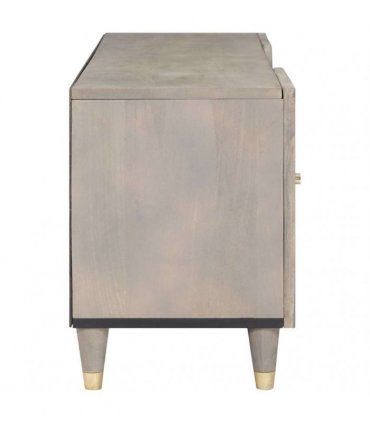 vidaXL TV Cabinet with Drawer Grey 105 x 33 x 46 cm Solid Mango Wood