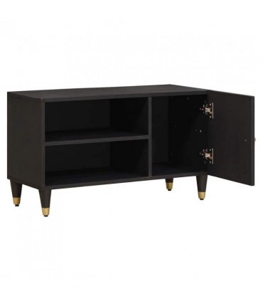vidaXL TV Cabinet with Shelf Black 80 x 33 x 46 cm Solid Mango Wood