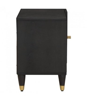 vidaXL TV Cabinet with Shelf Black 80 x 33 x 46 cm Solid Mango Wood