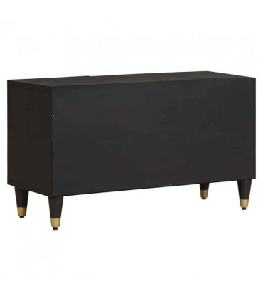 vidaXL TV Cabinet with Shelf Black 80 x 33 x 46 cm Solid Mango Wood