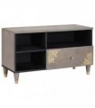 vidaXL TV Cabinet with Drawer Grey 80 x 33 x 46 cm Solid Mango Wood