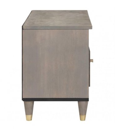 vidaXL TV Cabinet with Drawer Grey 80 x 33 x 46 cm Solid Mango Wood
