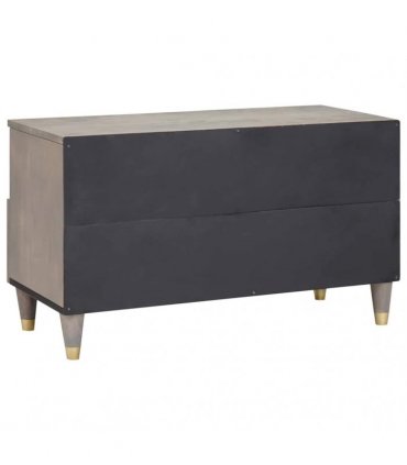 vidaXL TV Cabinet with Drawer Grey 80 x 33 x 46 cm Solid Mango Wood