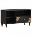 vidaXL TV Cabinet with Drawer Black 80 x 33 x 46 cm Solid Mango Wood