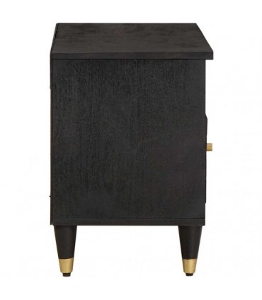 vidaXL TV Cabinet with Drawer Black 80 x 33 x 46 cm Solid Mango Wood