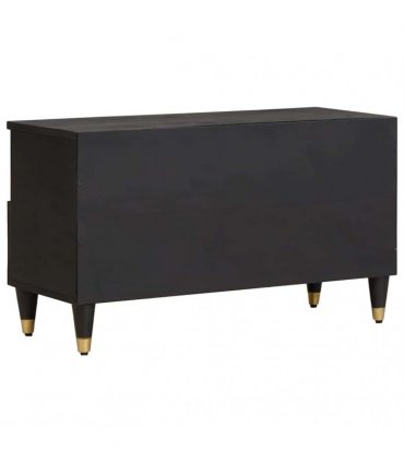 vidaXL TV Cabinet with Drawer Black 80 x 33 x 46 cm Solid Mango Wood
