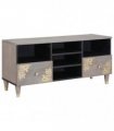 vidaXL TV Cabinet with Drawer Grey 100 x 33 x 46 cm Solid Mango Wood