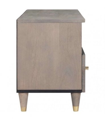vidaXL TV Cabinet with Drawer Grey 100 x 33 x 46 cm Solid Mango Wood
