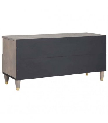 vidaXL TV Cabinet with Drawer Grey 100 x 33 x 46 cm Solid Mango Wood