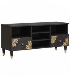 vidaXL TV Cabinet with Drawer Black 100 x 33 x 46 cm Solid Mango Wood