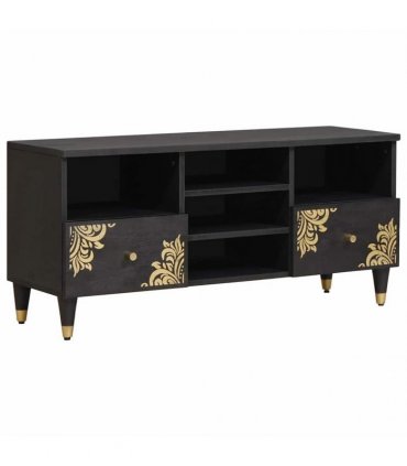 vidaXL TV Cabinet with Drawer Black 100 x 33 x 46 cm Solid Mango Wood