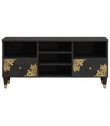 vidaXL TV Cabinet with Drawer Black 100 x 33 x 46 cm Solid Mango Wood