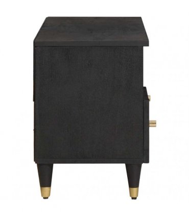 vidaXL TV Cabinet with Drawer Black 100 x 33 x 46 cm Solid Mango Wood