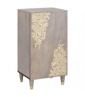 vidaXL Sideboard Grey and Gold 40 x 33 x 75 cm Solid Mango Wood