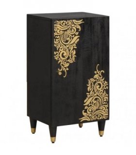 vidaXL Sideboard with Shelf Black 40 x 33 x 75 cm Solid Mango Wood