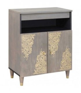 vidaXL Sideboard Grey and Gold 60 x 33 x 75 cm Solid Mango Wood