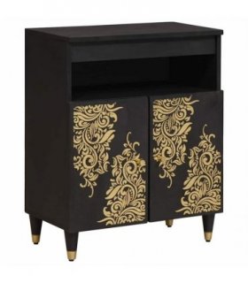 vidaXL Sideboard with Shelf Black 60 x 33 x 75 cm Solid Mango Wood