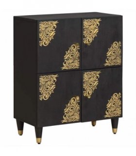 vidaXL Sideboard with Shelf Black 60 x 33 x 75 cm Solid Mango Wood — V0672056610