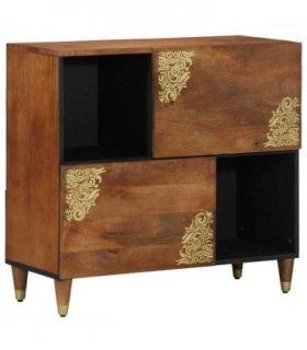 vidaXL Sideboard with Shelf Brown 80 x 33 x 75 cm Solid Mango Wood — Colour: Honey brown