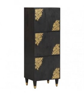 vidaXL Highboard with Shelf Black 40 x 33 x 110 cm Solid Mango Wood