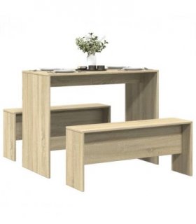 vidaXL 3 Piece Dining Table and Bench set Sonoma Oak Engineered Wood