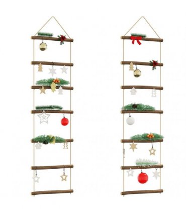 vidaXL Wall Decorations Ladder-Shaped 2 pcs 30x100 cm Natural Branch — Size: 30 x 100 cm