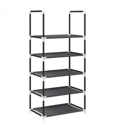 vidaXL Shoe Rack 5-Tier Black 44x28x94 cm Non-woven Fabric — Size: 44 x 28 x 94 cm
