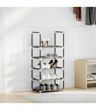 vidaXL Shoe Rack 5-Tier Black 44x28x94 cm Non-woven Fabric — Size: 44 x 28 x 94 cm