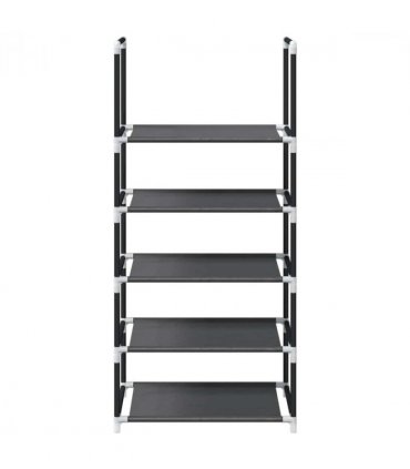 vidaXL Shoe Rack 5-Tier Black 44x28x94 cm Non-woven Fabric — Size: 44 x 28 x 94 cm