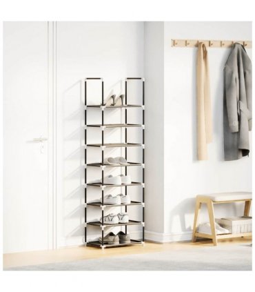 vidaXL Shoe Rack 8-Tier Black 44x28x145 cm Non-woven Fabric — Size: 44 x 28 x 145 cm