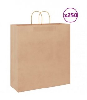 vidaXL Paper Bags 250 pcs with Handles Brown 45x17x48 cm — Size: 45 x 17 x 48 cm