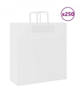 vidaXL Paper Bags 250 pcs with Handles White 45x17x48 cm — Size: 45 x 17 x 48 cm