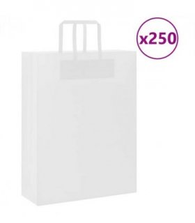 vidaXL Paper Bags 250 pcs with Handles White 32x12x42 cm — Size: 32 x 12 x 42 cm — V0672057003