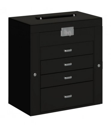 vidaXL Jewellery Box 5-Layer with Mirror Lockable Black