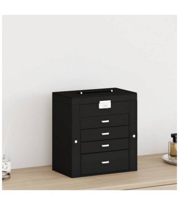vidaXL Jewellery Box 5-Layer with Mirror Lockable Black