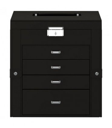 vidaXL Jewellery Box 5-Layer with Mirror Lockable Black
