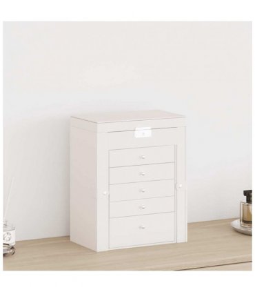 vidaXL Jewellery Box 6-Layer with Mirror Lockable White