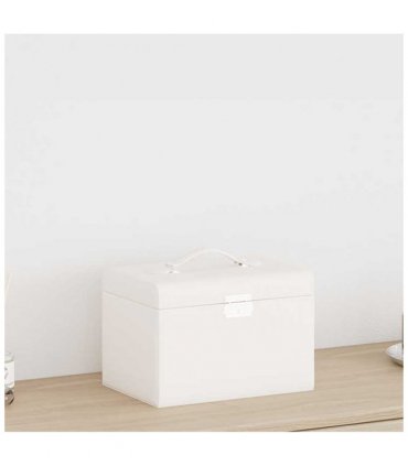 vidaXL Jewellery Box 3-Layer with Mirror Lockable White 26x18x17.5 cm
