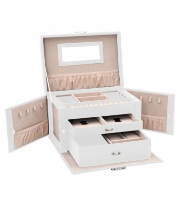 vidaXL Jewellery Box 3-Layer with Mirror Lockable White 26x18x17.5 cm