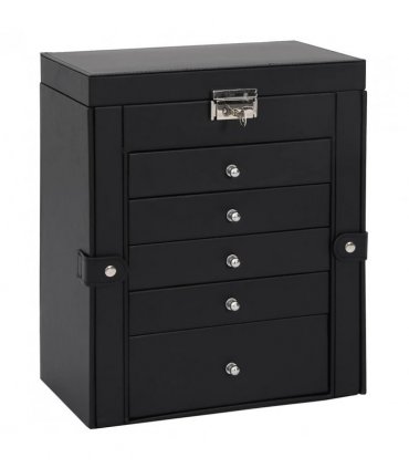 vidaXL Jewellery Box 6-Layer with Mirror Lockable Black