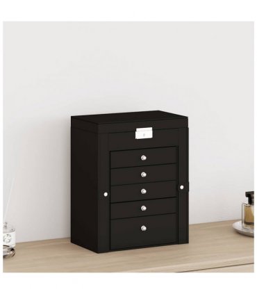 vidaXL Jewellery Box 6-Layer with Mirror Lockable Black